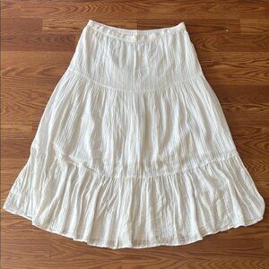 Abound White Tiered Cotton Blend Prairie Maxi Skirt Size Large